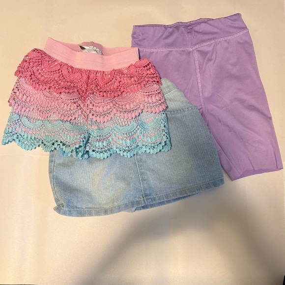 Pink and Blue Lace Trim Shorts with Vintage Style - Picture 1 of 7